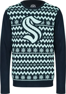 Produktbild von NHL Seattle Kraken Ugly Sweater Big Logo 2-Color Christmas Pullover Weihnachten XXL
