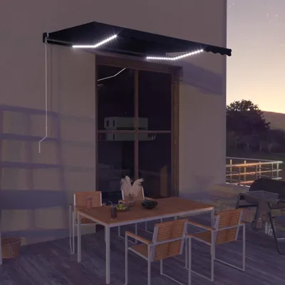 Produktbild von Cloris Designermöbel Markise Manuell Einziehbar mit LED 350x250 cm Anthrazit 2024 Neu