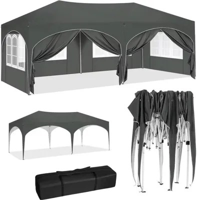 Produktbild von Vélite Partyzelt 3x6 - Partyzelte - mit Seitenteile - Stahl - Grau