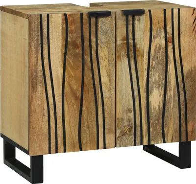 Produktbild von Desgin Waschbeckenschrank 62x33x58 cm Massivholz Mango und Holzwerkstoff - Badezimmer 4017955