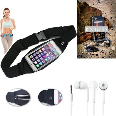 Produktbild von K-S-Trade Bauchtasche Gürteltasche kompatibel mit Caterpillar Cat S31 schwarz + Kopfhörer. Sport Running Jogging Fitness Laufen Umhängetasche