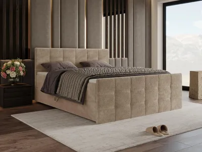Produktbild von Chilly Möbel Design Bett Modena - Komfort Boxspringbett mit gesteppter Optik, Matratze und Topper 140x200 cm / Monte / Dunkelbeige