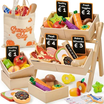 Produktbild von Kinderküche Zubehör Holz Spielküche Zubehör mit Küchenzubehör