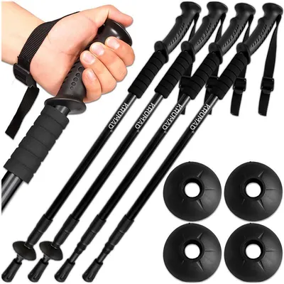 Obrázek produktu pro KRUMAD Nordic Walking hole hliníkové 2-sada, teleskopické turistické hole nastavitelné 53–110 cm / 64–134 cm, lehké trekkingové hole