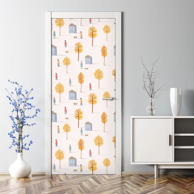 Produktbild von Dekorative Türtapete selbstklebend Klebefolie Türposter Aquarell Farbenfroh 77 x 200 cm