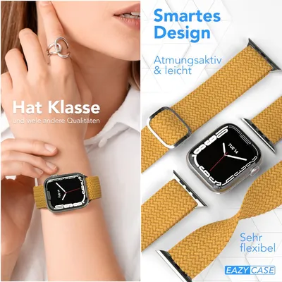 Produktbild von EAZY CASE Apple Watch Armband Wristband 38mm/40mm/41mm verstellbares Ersatzarmband aus Stoff, iWatch Serie in Gelb