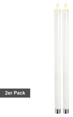 Produktbild von LED Stabkerzen ,M-Twinkle' , Flacker-Effekt , Batterie und Timer , 2er Set , weiß