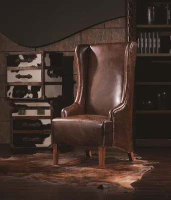 Produktbild von Echtleder Relaxsessel Vintage Cigar Ledersessel Sessel Leder Ohrensessel Fernseh