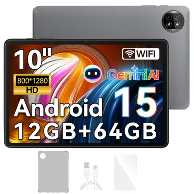 Blackview Tab 20 Wifi, 10.1 Zoll, Android 15Tablet, 8(4+4) GB RAM + 64 GB ROM/1 TB, 6580 mAh Akku, WiFi 6, 5MP+2MP Kamera, Widevine L1 unterstützt