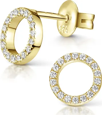Produktbild von MATERIA by Matthias Wagner Zirkonia Ohrstecker Gold vergoldet - Damen Ohrringe Silber 925 rund SO-439-Gold