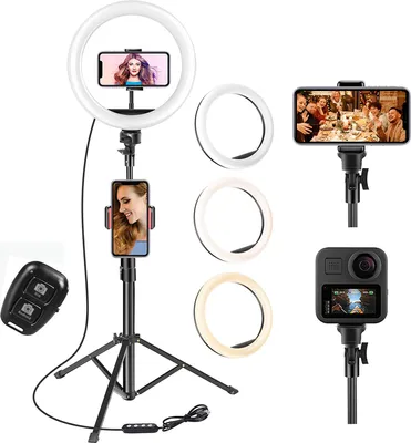 Produktbild von Selfie kruhové svetlo so statívom, 10 palcov, na líčenie, živé vysielanie, YouTube, Tiktok, Vlog a fotografovanie.