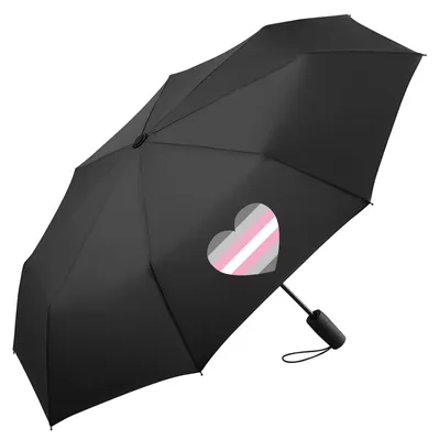 Produktbild von Huuraa Regenschirm Demigirl Pride Flagge LGBTQ Herz 98cm Schwarz Sturmfest Taschenschirm Geschenkidee