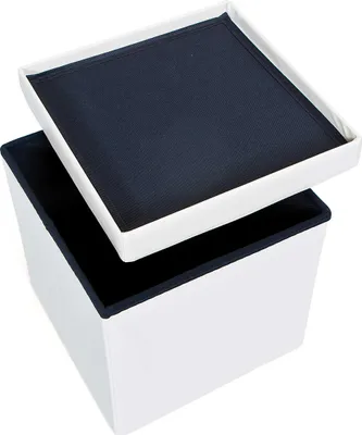 Image de Inter Link Coffre pliable Setti avec coussin d'assise blanc