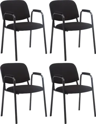 Produktbild von CLP 4er Set Stapelstühle Ken Pro Stoffbezug gepolstert mit Armlehnen bis 150 kg schwarz