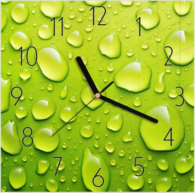 Produktbild von Wanduhr aus Glas mit Motiv Wassertropfen- 30 x 30 cm - inkl. Aufhängesystem