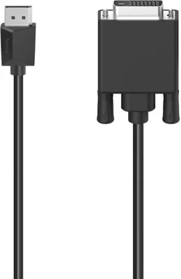 A product shot of a DisplayPort to DVI cable against a white background.
