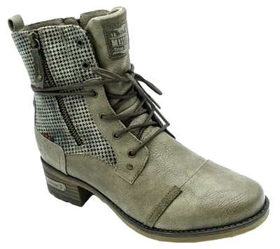 Produktbild von Mustang Damen Schnürboot Stiefelette Kurzschaft Schaft im Pepita Muster 1229-510, Größe:37 EU, Farbe:Grau