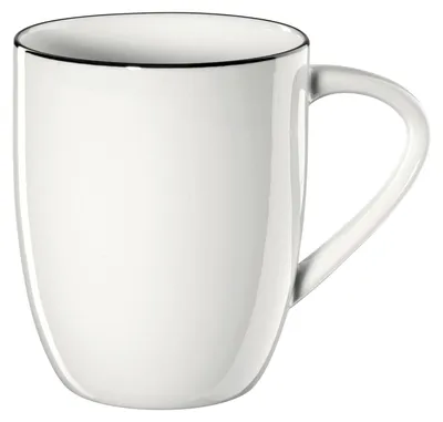 Produktbild von ASA Selection Ligne Noire Henkelbecher, mit schwarze Linie, Fine Bone China, Warmes Weiß, 350 ml, 1913113