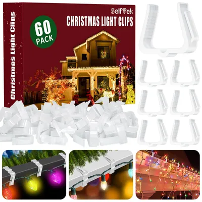 Dachrinnenhaken für Lichterketten, 60 Stück, 2,5-4 cm, PP-Kunststoff, weiß