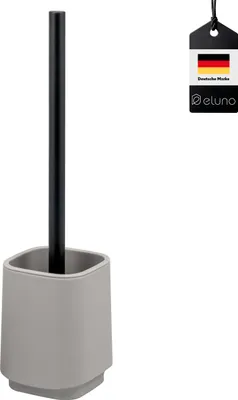 Productafbeelding van eluno VALONA toiletset, toiletborstel inclusief 1x zwarte vervangende borstelkop, gemaakt van robuust plastic in taupe.
