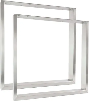 Produktbild von Natural Goods Berlin Möbelkufen RECHTECK 70x30-Edelstahl, Tischkufen, Tischbeine, Tischgestell, Esstisch, Bank, Couchtisch, B60xH72 cm, 2 Stück