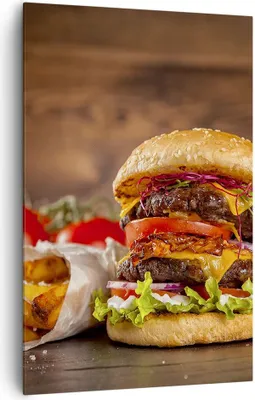 Produktbild von Bild auf Leinwand - Leinwandbild - Einteilig - Hamburger Sandwich - 80x120cm - Wand Bild - Wanddeko - Wandbilder - Leinwanddruck - Wanddekoration - Leinwand bilder - Wandbild - PA80x120-3795