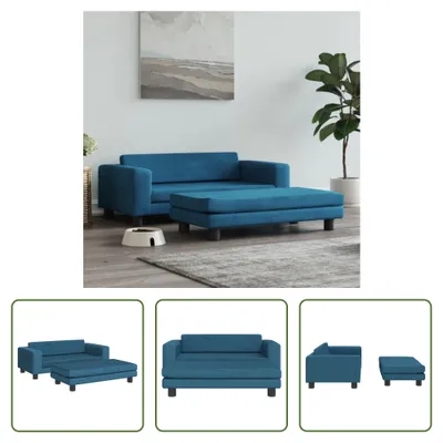 Obrázek produktu pro The Living Store Pelíšek pro psy s nástavcem Blue 100x50x30 cm Velvet