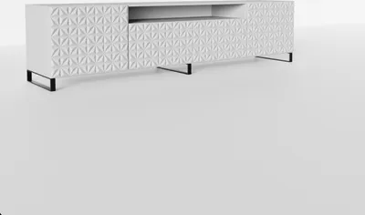 Produktbild von TV-Schrank Cali III Fernsehschrank TV-Lowboard 200 cm Fronten gefräst wie ein Kaleidoskop modernes Design dreitürig (Farbe: weiß, weiß)