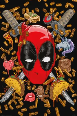 Produktbild von Erik Editores Marvel Deadpool Bullets And Chimichangas Plakat Rot  Rot One Size