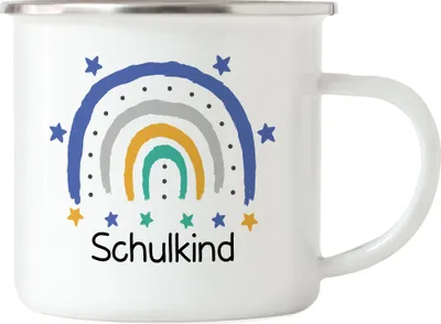 Produktbild von Schulkind Emaille Tasse Einschulungsgeschenk Grundschule 1. Klasse Schulstart Schüler Schülerin