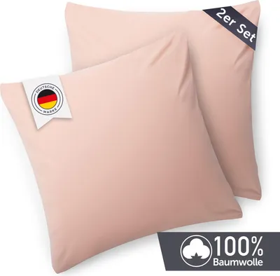 Produktbild von Blumtal Kissenbezug 50x50 cm (2er Set Kissenbezüge) - Rosa - 100% Baumwoll-Jersey mit Reißverschluss