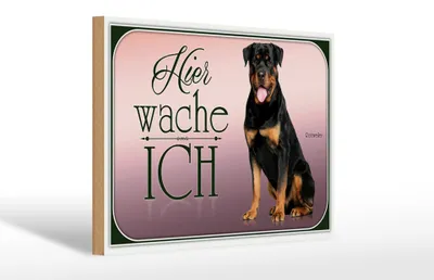 Produktbild von Holzschild Hund 30x20cm Rottweiler hier wache ich