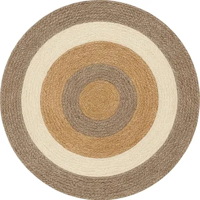 Produktbild von MY-RUG Teppich Jute Balance , aus 100% Jute 100x100 cm, handgewebt, Natürliches Material, Boho-Stil, wendbar
