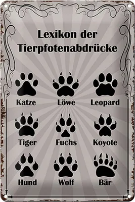 Produktbild von Blechschild Spruch 20x30cm Lexikon Tierpfotenabdrücke Tiere