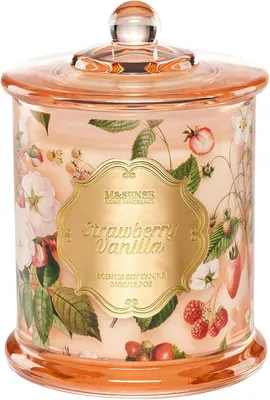 Productafbeelding van Aardbei & Vanille Cadeaukaars - Esthetische Soja Aromatherapie (360g, 75 Uur) Romantisch Vrouwengeschenk
