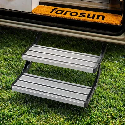 Produktbild von Einstiegstritt Wohnmobil Trittstufe Campingtritt - 2 Stufen - Aluminium - Antirutsch - Belastbar bis 200 kg