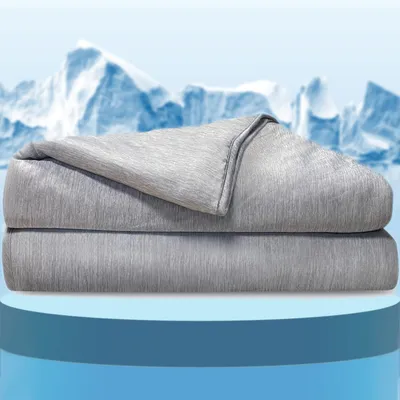 Produktbild von Pasper Kühldecke 130 x 170 cm einzelne Decke- sommerdecke selbstkühlend - Q-max < 0.43 - Kuscheldecke Grau - dünne Decke - für Menschen, Kinder, Babys