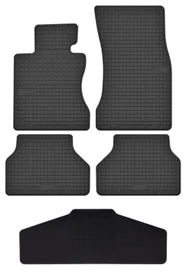 Productafbeelding van Rubberen automatten + tunnelmat voor BMW 5 E60 2003-2010 (sedan) – 5-delig, zwart, op maat – Wielganizator SolidTread