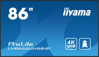 Produktbild von 86" 3840x2160, UHD IPS panel, Haze 1%, 800cd/m², Landscape and Portrait, Signal FailOver, Speakers 2x 10W, Multiple Inputs HDMI 2x, DisplayPort, USB 2.0 x2, WiFi, LAN, Media Play USB Port, Control LAN / RS232C, iiSignage2 (CMS/DMS), E-Share, Android 11 OS,