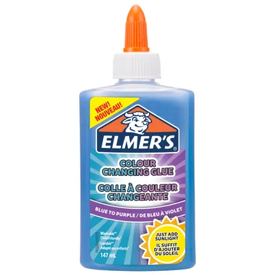 Produktbild von Elmer's Bastel-Kleber mit Farbwechsel | ideal zur Herstellung von Schleim | auswaschbar | blau zu lila | 147 ml | 1 Stück