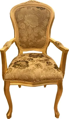 Produktbild von Casa Padrino Barock Luxus Esszimmer Stuhl mit Armlehnen Gold Bouquet Muster / Gold