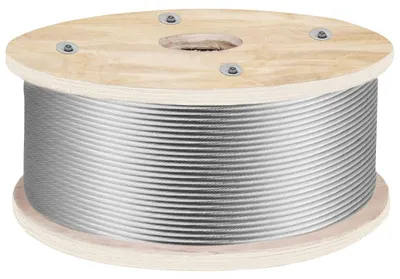 Image de Câble en acier inoxydable, diamètre 4,8 mm, construction 1x19, longueur 152 mètres, acier inoxydable 316