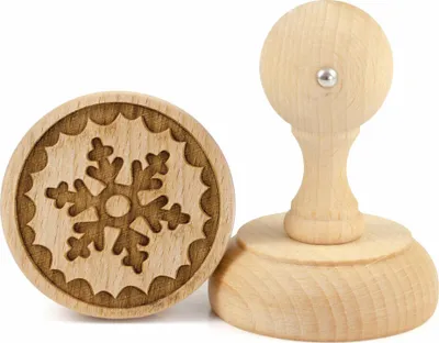 Immagine prodotto di Timbro per biscotti Folkroll motivo fiocco di neve, Ø 60 mm, timbro per biscotti, timbro per biscotti, timbro, legno di faggio, 231228