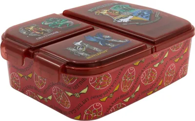 Zdjęcie produktu dla Pudełko na lunch z 3 przegrodami Harry Potter w kolorze czerwonym Pudełko śniadaniowe dla dzieci