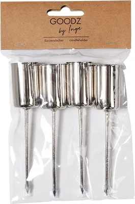 Produktbild von Kerzenhalter mit Spieß 12cm 4 Stk silber