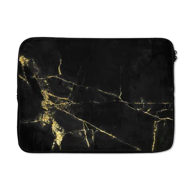 Produktbild von MuchoWow® Laptop Hülle 14 ZollMarmor - Schwarz - Gold - Luxus Laptoptasche - Laptoptasche - Stoßsicher - Schutzhaube