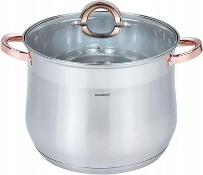 Obrázok produktu pre Klausberg KB 7797 hlbok hrniec, 18,7 l, 32 cm, sklenen pokrievka, viacvrstvov dno, indukcia, nerezov oce/ruov zlato
