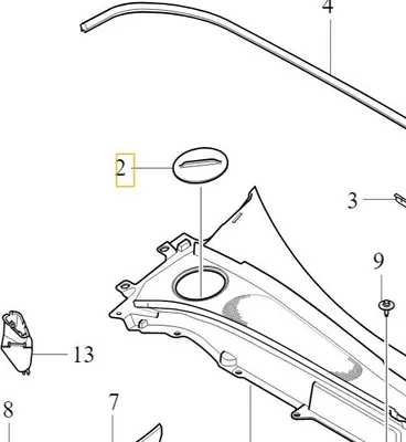 Obrázek produktu pro VOLVO S90 V90 XC60 II pravý kryt skla 31402279