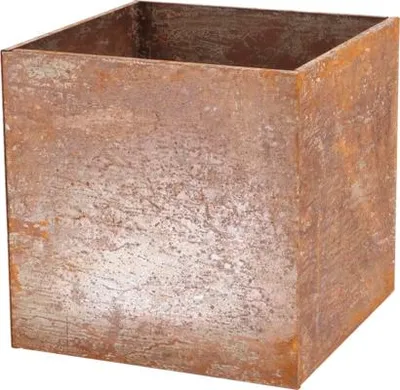 Image de Bac à plantes moderne, jardinière surélevée, acier Corten rouillé, angulaire, 40 x 40 cm