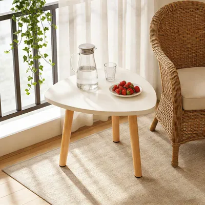 Produktbild von Kleiner Couchtisch, Niedriger Beistelltisch, Teetisch für Wohnzimmer, niedrige Tischplatte für Kaffee und Snacks, Sofa-Tisch 50*50*30 Weiß【RE6130B】
